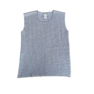 Nicola Vintage Textured Stretch Tank Top in Silver, Sleeveless Blouse, Size Med